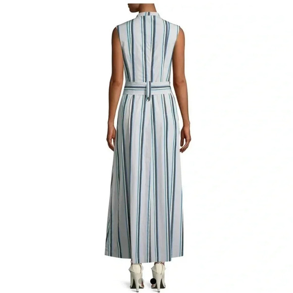 DIANE VON FURSTENBERG Size 10 Striped Sleeveless Belted Maxi Dress - Picture 4 of 12